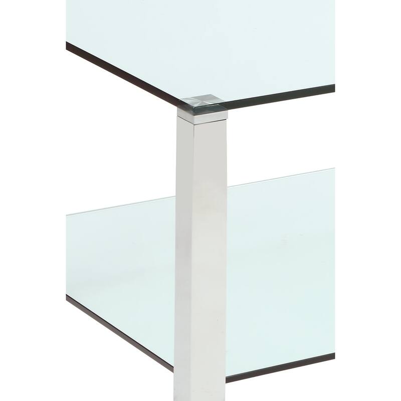 Somette Glass Top and Base with Glass Shelf