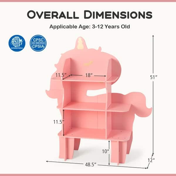 dimension image slide 2 of 5, Kids Bookcase Shelf Toy Storage Organizer with Open Storage Shelves