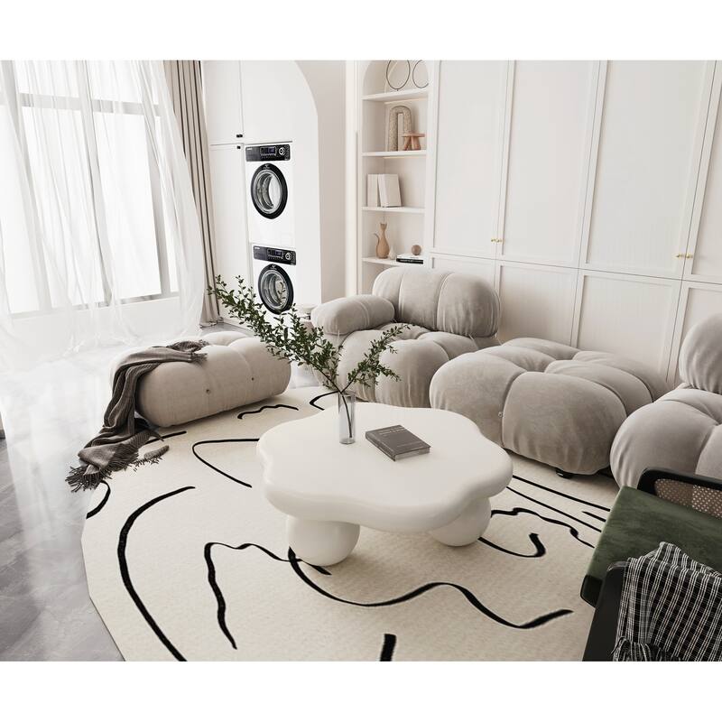 Cloud Shaped Coffee Table, Petal-Shaped Modern Minimalist Coffee Table with Spherical Legs