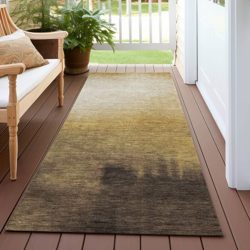 Machine Washable Indoor/ Outdoor Modern Dawn Chantille Rug - Honey - 2'3" x 7'6"