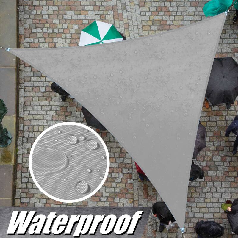 ColourTreeUSA Waterproof Triangle Sun Shade Sail w/Hardware Installation Kit + Cable Ropes UV Block 220 GSM