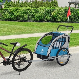 Aosom elite double baby bike trailer stroller child bicycle jogger swivel wheel on sale