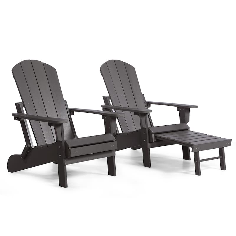 Hurley Folding Poly Adirondack Chair with Pull-out Ottoman (Set of 2)