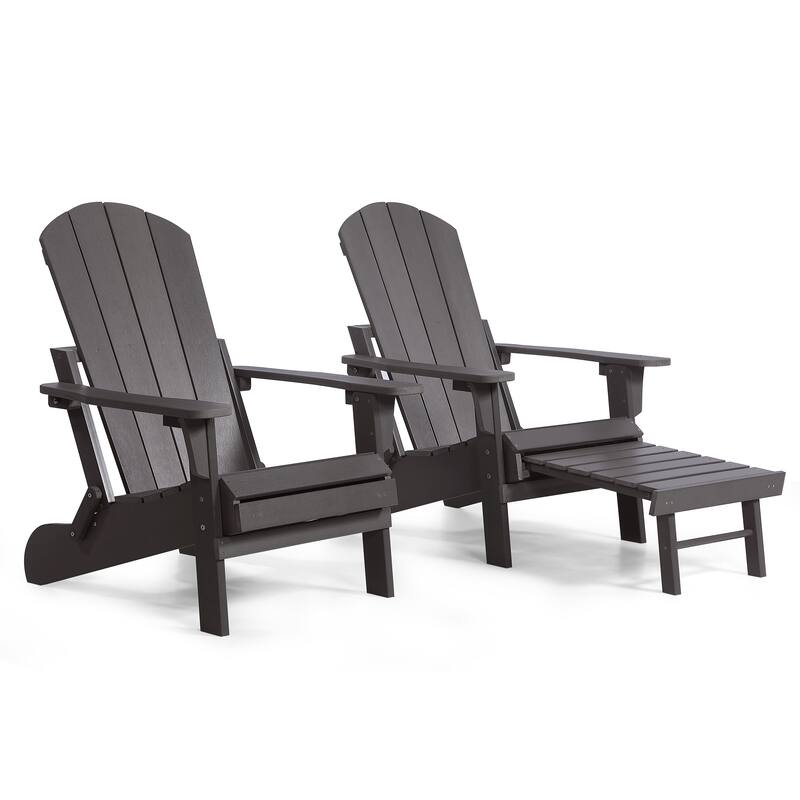 Seaton Folding Poly Adirondack Chair with Pull-out Ottoman, Set of 2