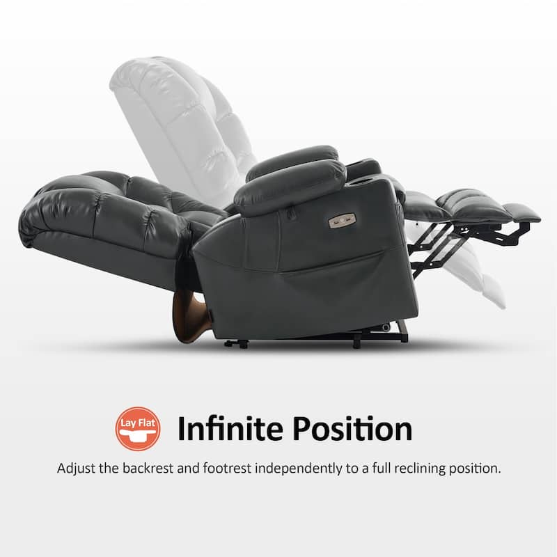 MCombo Large Dual Motor Power Lift Recliner Chair with Massage and Dual Heating for Elderly People, Faux Leather 7634