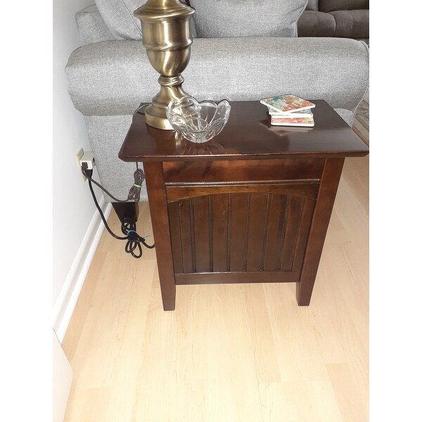 Details about   Nantucket Chair Side End Table With Charging Port Vintage White Wood Finish Lamp 