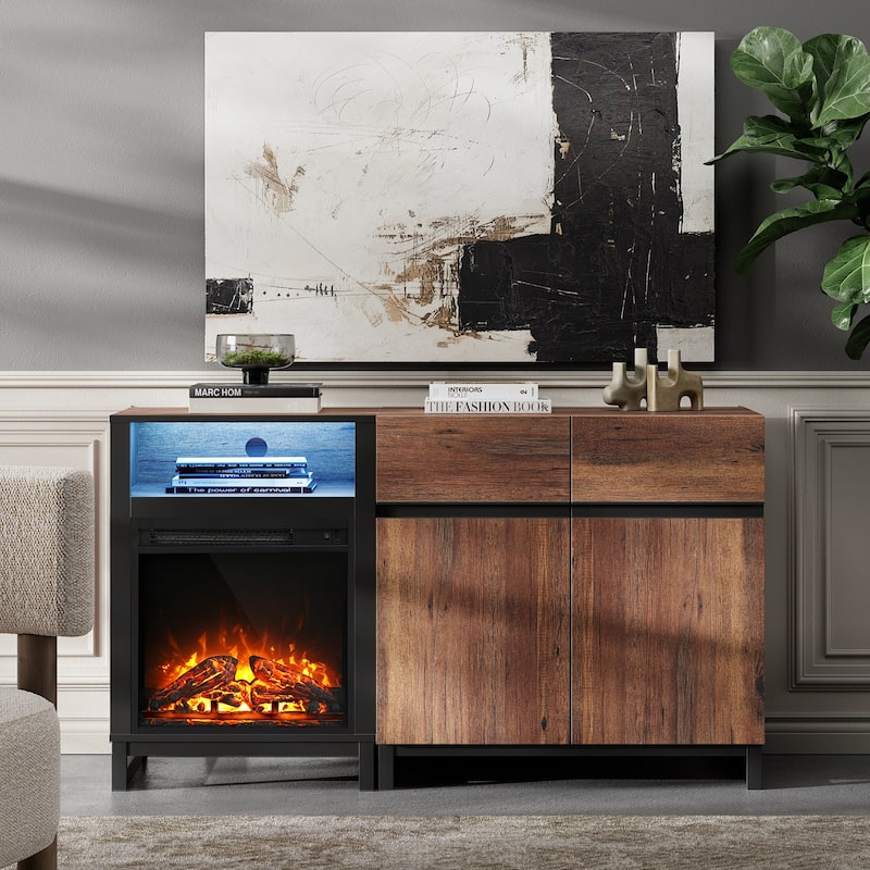 WAMPAT Fireplace TV Stand for TVs up to 60 inch - Brown