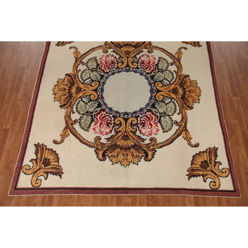 Aubusson Oriental Area Rug Handmade Wool Carpet - 8'2"x 9'2"