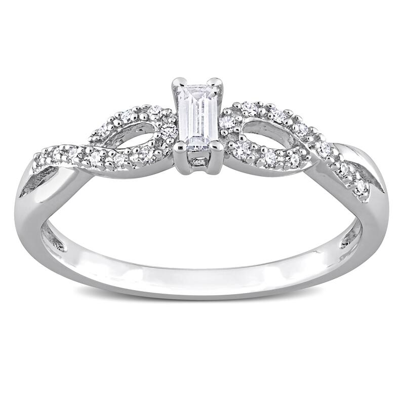 Miadora 1/10ct TDW Diamond and Created White Sapphire Open Infinity Ring in Sterling Silver