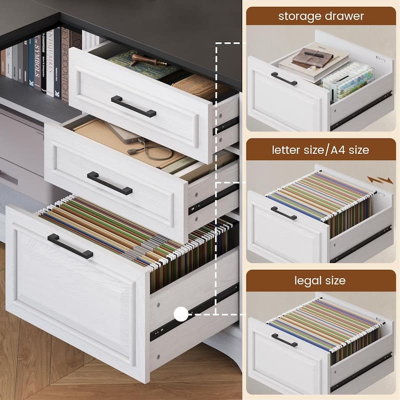 Executive L Shaped Desk Office Desk Drawers Storage Drawers Cabinet