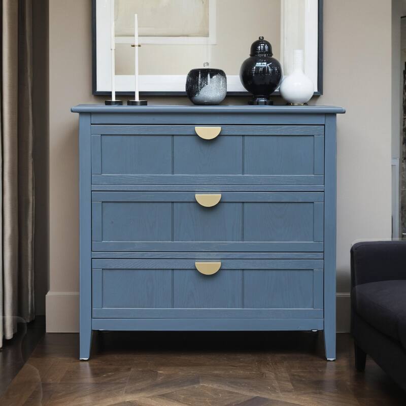 3 Drawer Cabinet, American Furniture,Suitable for bedroom, living room, study ,Blue