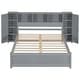 preview thumbnail 10 of 28, Full Size Platform Bed with Storage Headboard, 3 Shelves, 2 Side Lockers, Solid Pine Wood Frame, No Box Spring Required, Grey