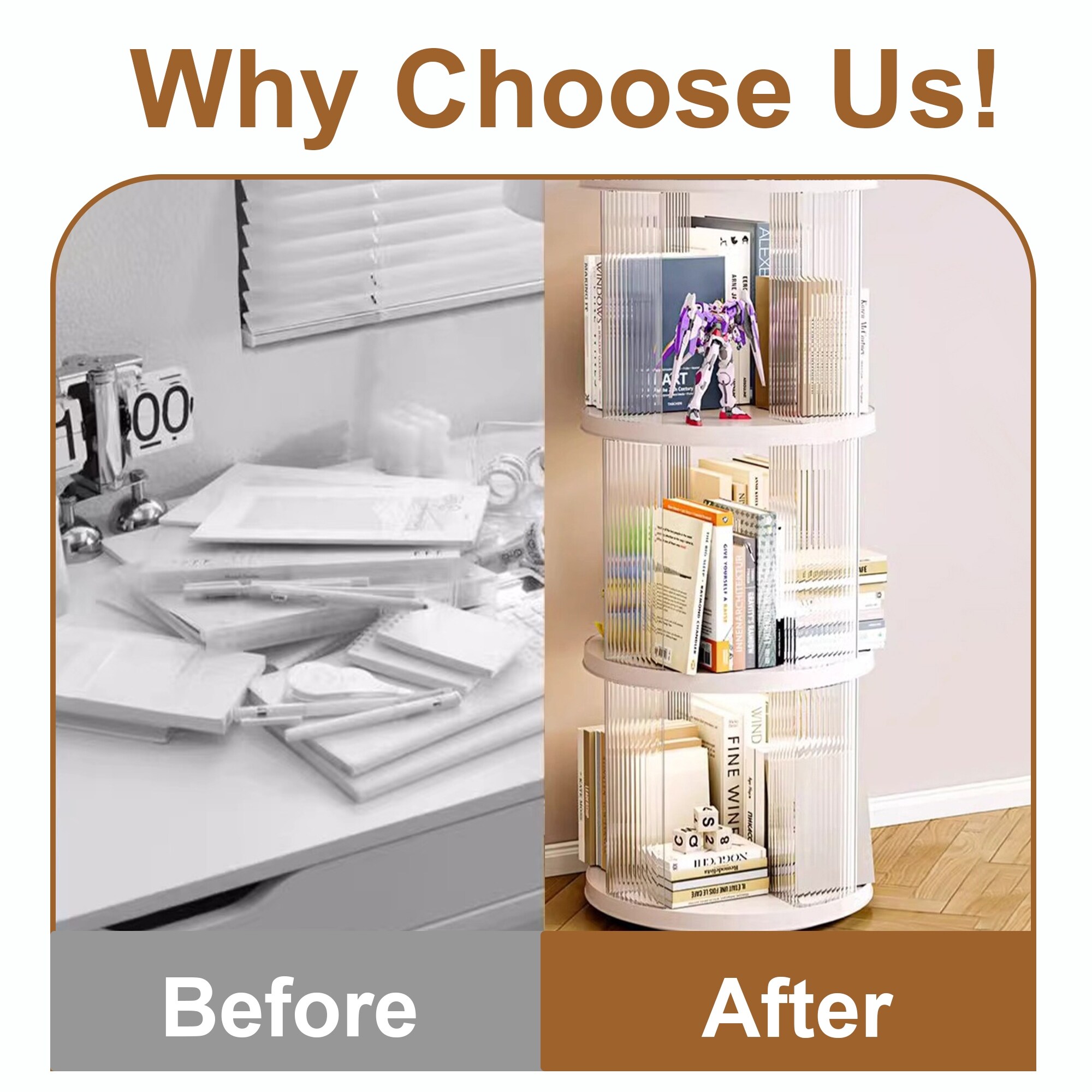 Tier Revolving Bookshelf Tiers Rotating Bookshelf, 360 Display