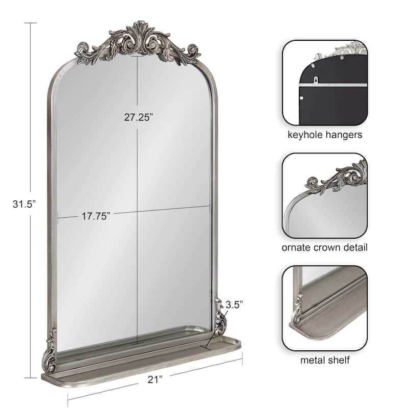Kate and Laurel Arendahl Traditional Arch Mirror with Shelf