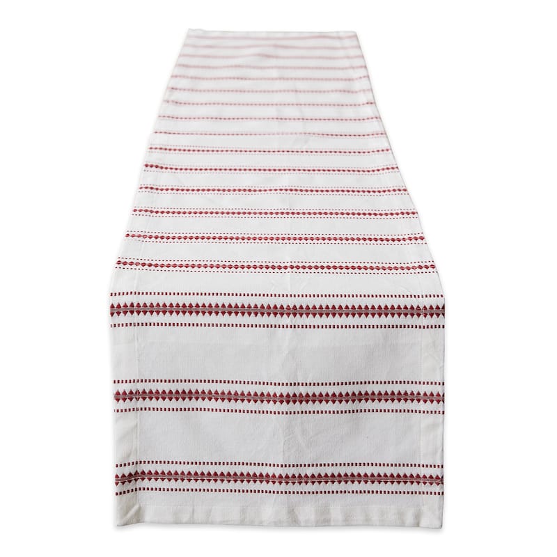 DII French Blue Zig Dobby Stripe Table Runner - Table Runner, 14x72" - Barn Red