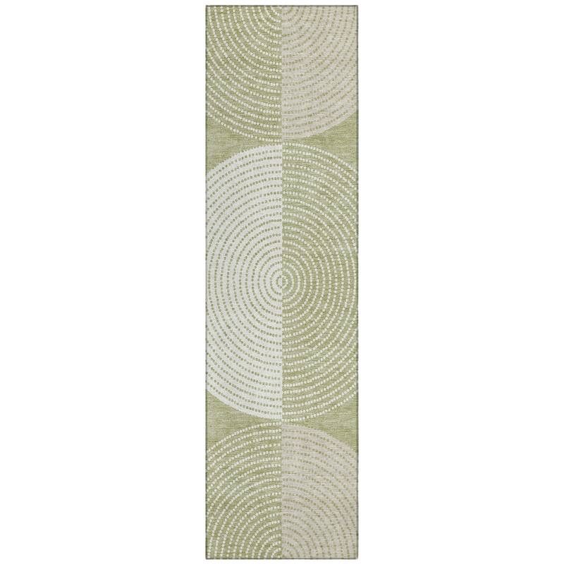 Machine Washable Indoor/ Outdoor Casual Circles Chantille Rug