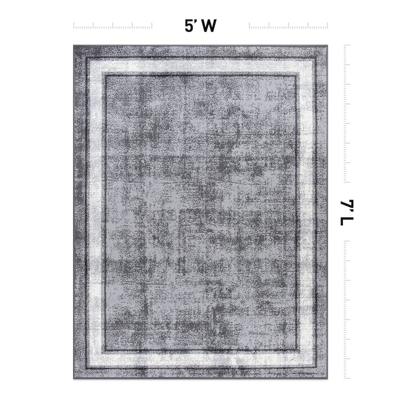 World Rug Gallery Contemporary Distressed Bordered Area Rug