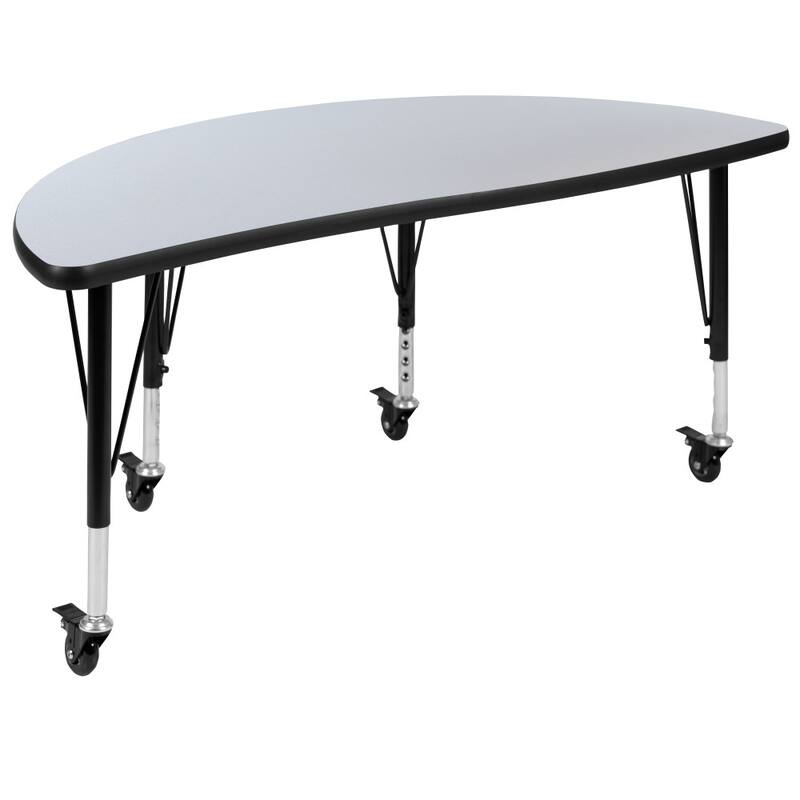 3PC Mobile 76" Oval Wave Flexible Grey Kids Adjustable Activity Table Set