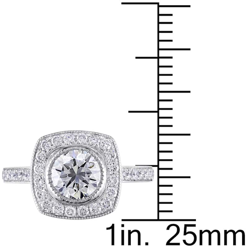 Miadora 1 1/2ct TDW Diamond Bezel Set Halo Engagement Ring in 18k White Gold