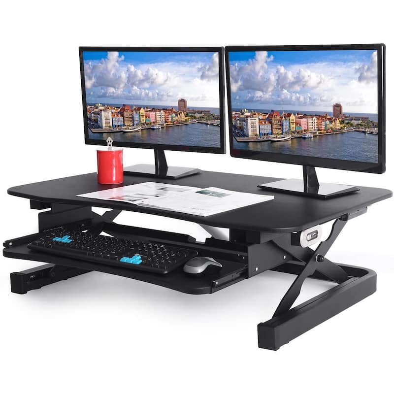 ApexDesk ZT Series Height Adjustable Sit to Stand Electric Desk Riser - Black