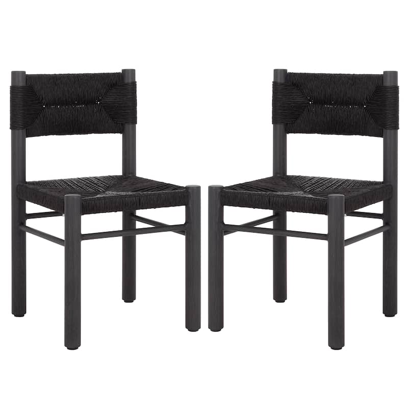 SAFAVIEH Couture Outdoor Patio Furniture Romona Dining Chair, Fully Assembled (Set of 2) - 18"W x 20"D x 32"H - Black