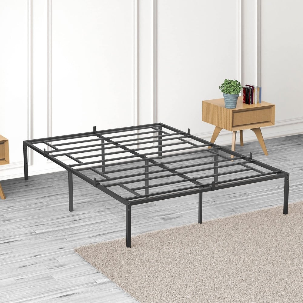 14 Inch Metal Bed Frame with Storage Platform, No Box Spring Needed, Load Up to 500Lbs
