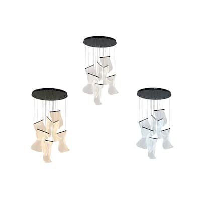 7-Light Satin Black Chandelier With Acrylic Crumbled Sheet Pendants