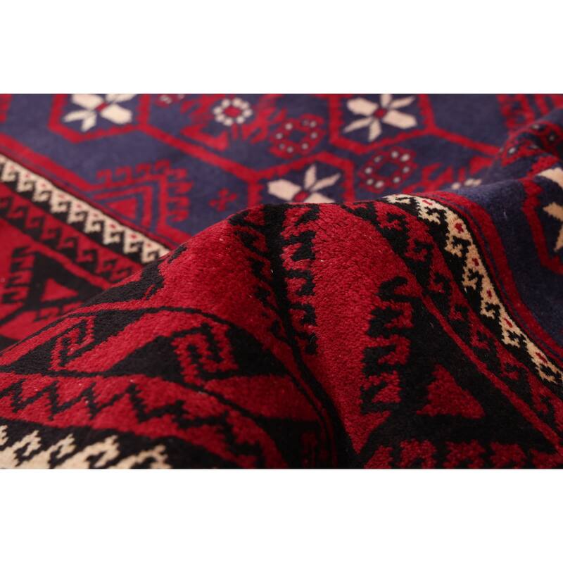 ECARPETGALLERY Hand-knotted Baluch Red Wool Rug - 3'8 x 7'6