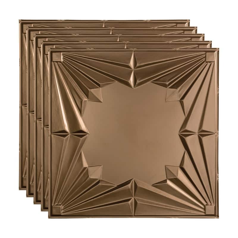 Fasade Art Deco Decorative Vinyl 2ft x 2ft Lay In Ceiling Tile in Argent Bronze (5 Pack) - 5 Pack