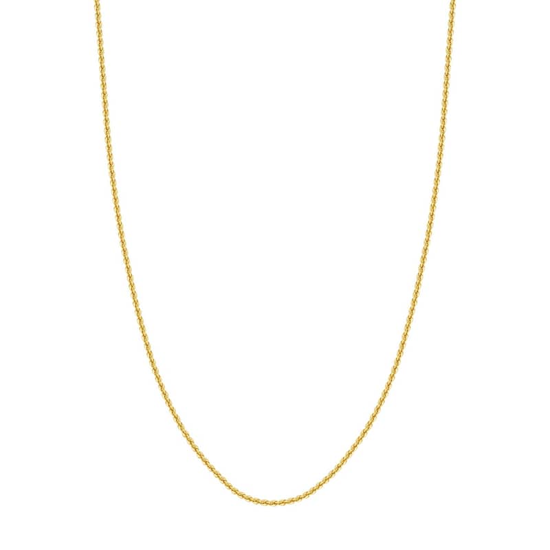 Curata 14k Yellow Gold 2.3mm Hollow Rope Chain Necklace (Lobster)