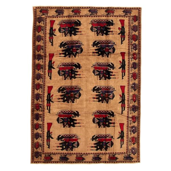 slide 1 of 9, ECARPETGALLERY Hand-knotted Rare War Tan Wool Rug - 6'10 x 9'8 Tan - 6'10 x 9'8