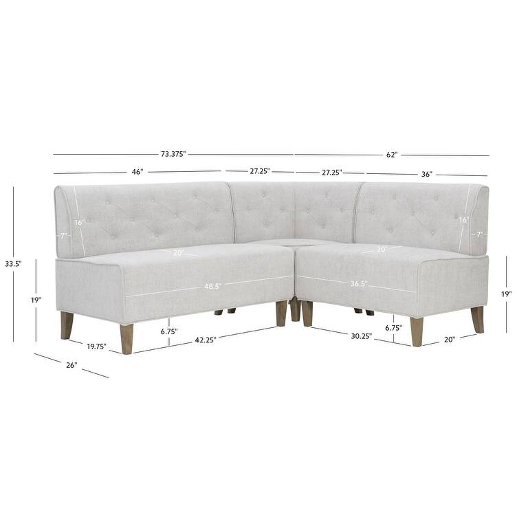 Allard Grey Modern Farmhouse Nook Bench