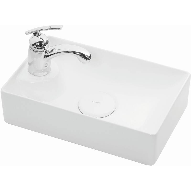 WS Bath Collections Vision 16-1/2" Ceramic Single Hole Vessel Bathroom - Gloss White