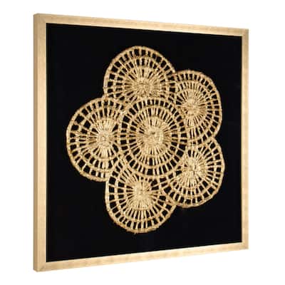 Golden Petals Shadow Box with Gold Frame - Gold/Black