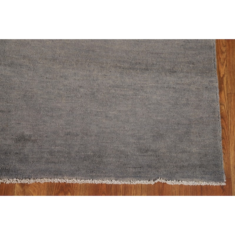 Hand Knotted Oriental 100% Wool Carpet Modern Modern Greys & Charcoal Gabbeh Area Rug - 5' 11'' X 4' 0''
