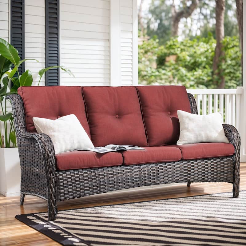 Gymojoy 6-Piece Outdoor Furniture Sofa Set with 2 Swivel Chairs, 2 Ottomans & 55K BTU Fire Pit Table