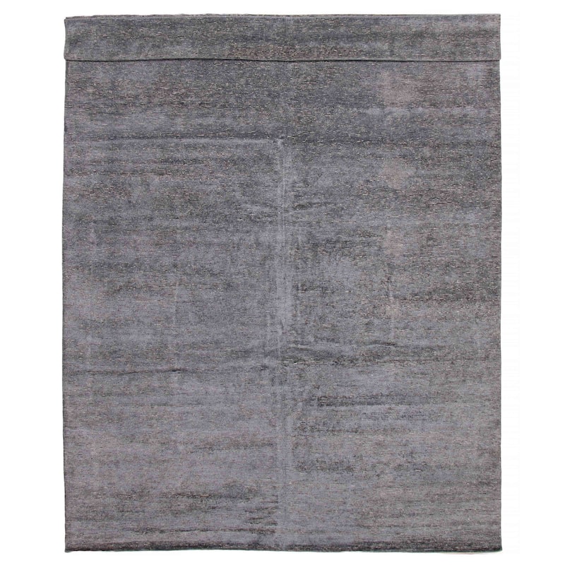 ECARPETGALLERY Hand-knotted Loreto Grey Silk Rug - 11'2 x 14'0 - Dark Grey - 11'2 x 14'0