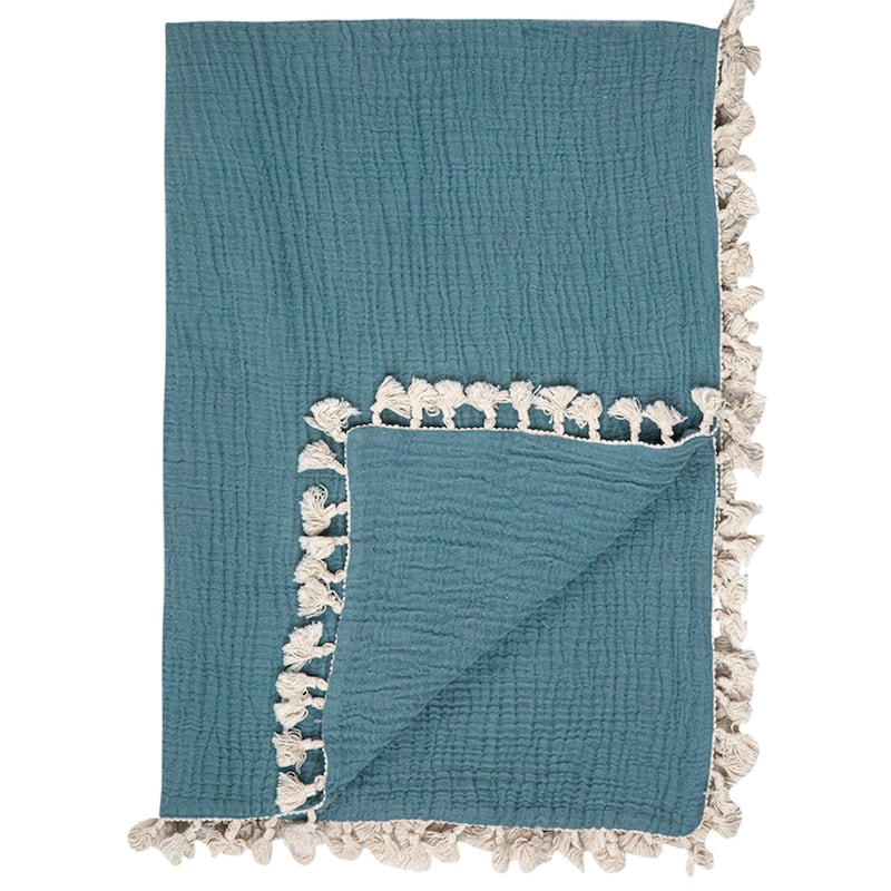 Crane Baby 6-Layer Muslin Blanket - Blue