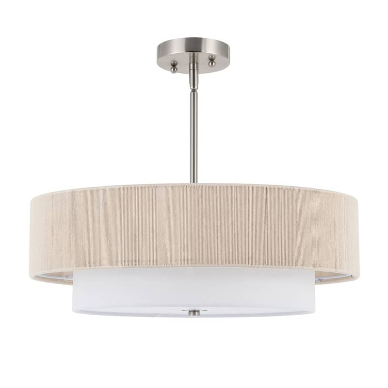 GetLedel 4-light Hand Woven Rope Drum Semi-flush Mount Chandelier - Beige