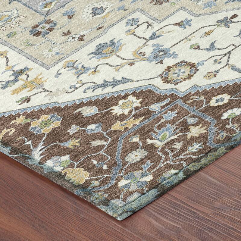Machine Washable Indoor/ Outdoor Traditional Kolkata Chantille Rug