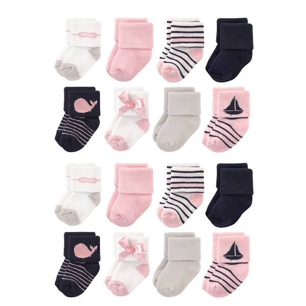 slide 1 of 1, Luvable Friends Baby Cotton Rich Terry Socks 16-Pack, Sailboat Sailboat - 0-6 Months
