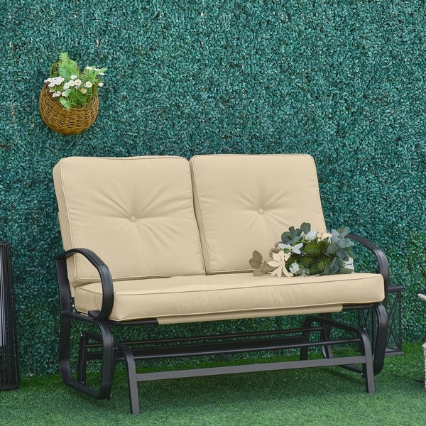 Outsunny Outdoor 2 Person Glider Rocking Chair with Cushions and