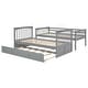 preview thumbnail 7 of 8, Twin Over Twin Wooden Bunk Bed with Twin Size Trundle & Safety Rail, Convertible to 2 Platform Bedframe for Kids Teens Bedroom