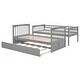 preview thumbnail 7 of 8, Twin over Twin Bunk Bed Frame with Trundle-Can Be Converted into 2 Beds