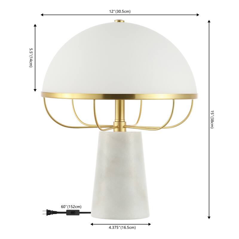SAFAVIEH Lighting Albertdine Dome Top 15-inch Table Lamp (LED Bulb Included) - 12 In. W x 12 In. D x 15 In. H - 12Wx12Dx15H