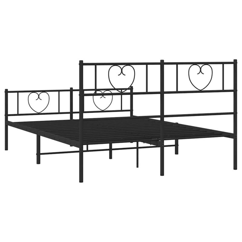 vidaXL Full Metal Bed Frame with Headboard, Black, No Mattress - 77.2" x 55.9" x 35.4"