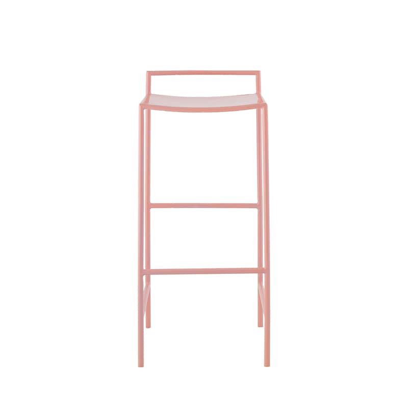 Bali 30" Coastal Contemporary Iron Saddle-Seat Low-Back Bar Stool with Foot Rest, by JONATHAN Y - 33"