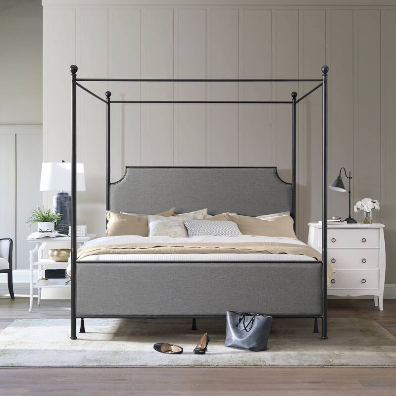 McArthur Metal and Upholstered Canopy Bed