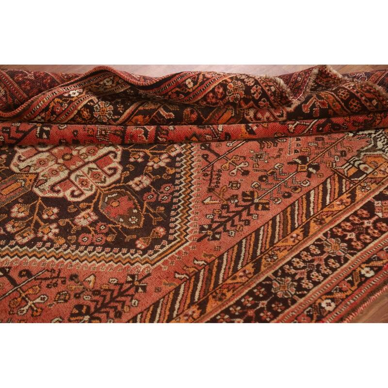 Handmade Vegetable Dye Shiraz Persian Vintage Area Rug - 5'1"x 7'10"