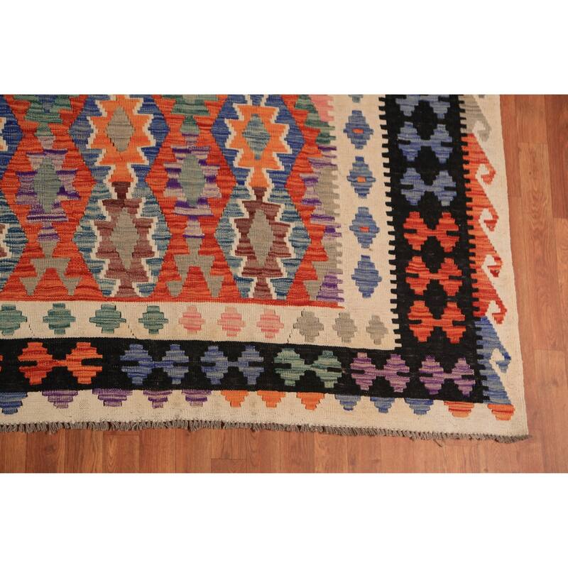 Southwestern Kilim Oriental Large Rug Hand-Woven Wool Carpet - 10'5"x 15'9"